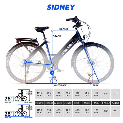 talllas - bicicleta eléctrica urbana de paseo - Sidney23 - Urbanbiker - URBAN ZERO