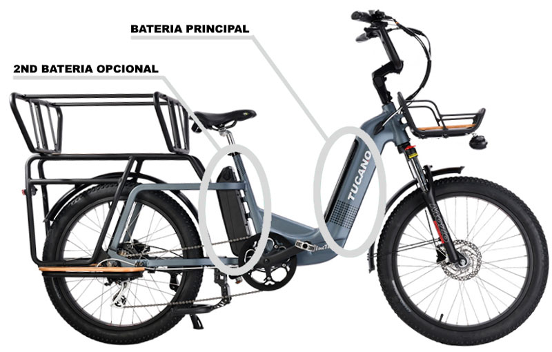 doble batería 1344Wh - bicicleta eléctrica longtail - family bike - cargo bike - Tuc tuc Xroad Mid Motor Tucanobikes - URBAN ZERO - bicicleta eléctricas en Madrid