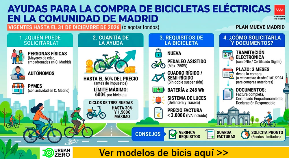 subvención bicicletas eléctricas Comunidad de Madrid - comprar bicicleta eléctrica en Madrid URBAN ZERO subvención bicicletas eléctricas Comunidad de Madrid - comprar bicicleta eléctrica en Madrid URBAN ZERO